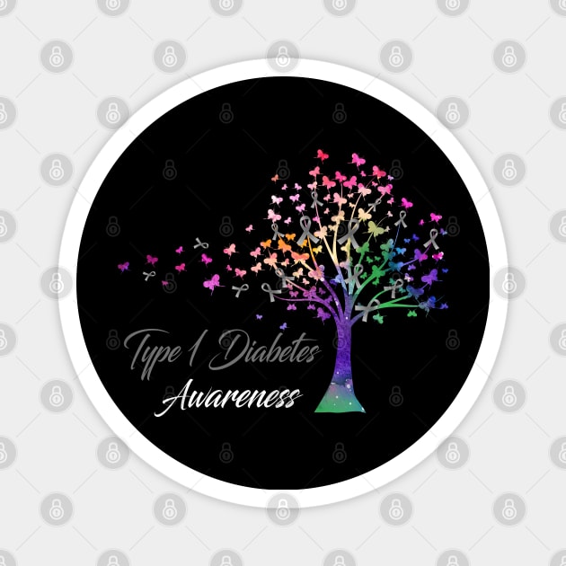 Tree Ribbons Type 1 Diabetes Awareness Support Type 1 Diabetes Warrior Gifts Magnet by ThePassion99